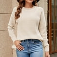 thumbnail image 4 of VISALY Pullover Crewneck Sweatshirt Crochet Sweaters Casual Long Sleeve Pullover Sweaters O Neck Oversized Ribbed Knit Fall Winter Sweater Loose Fit Hoodie Baggy Sweaters Tunic Sweater Beige L, 4 of 8