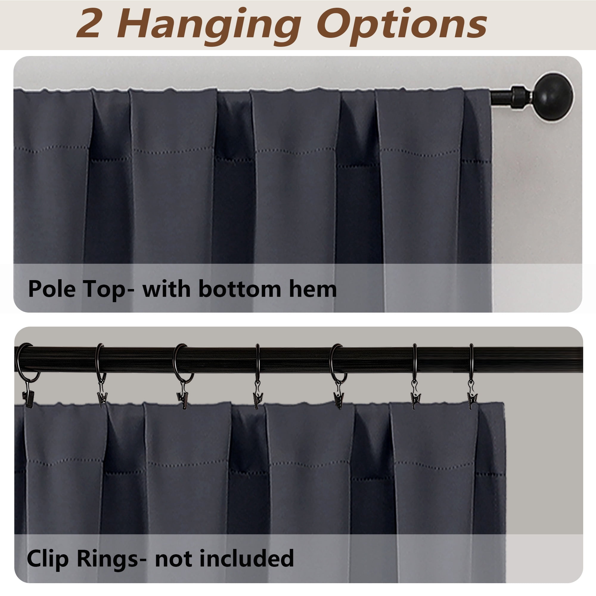 MKHILL Aether Black Blackout Curtains 84Inch Length 2 Panels, Thermal Insulated Drapes for Bedroom Living Room, Each 50"W x 84"L, Black