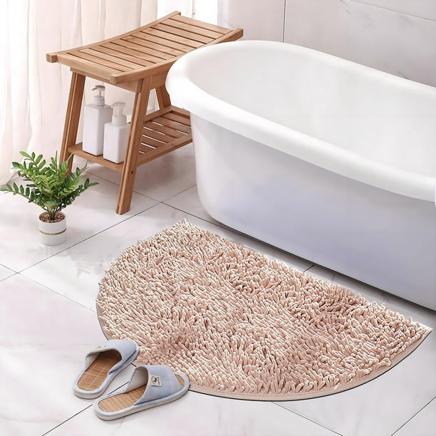Alfombra Semicircular de Pelo de Conejo Yanyan, Absorbente de Agua, Suave y Agradable para La Piel, Antideslizante, Ideal para Baño, Sala de Estar, Dormitorio, Inodoro, 50 X 80 Cm.