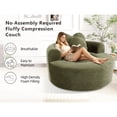 thumbnail image 6 of Leumius Oversized Round Chair Lounge Chaise Indoor,Upholstered Round Sofa Bed with Memory Foam,Comfy Cloud Circle Chair with Deep Seat for Living Room Bedroom,No Assembly Required,Green, 6 of 11