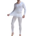 thumbnail image 1 of Jumpingount Conjunto de ropa interior para hombre, ropa de dormir de seda helada para otoño e invierno, ropa de abrigo de Color sólido, camiseta interior conjuntos de ropa Blanco/M Jumpingount AP013755-01, 1 of 6