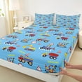 thumbnail image 3 of Manfei Cartoon Truck Boy Full Size Sheets 4-Piece, Construction Site Bed Sheets, Tractor Excavator Bulldozer Sheet Sets, Breathable Kids Bedroom Decor, 3 of 7