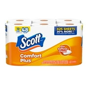 Scott ComfortPlus Toilet Paper, 12 Mega Rolls, 425 Sheets per Roll, Septic-Safe, 1-Ply Toilet Tissue