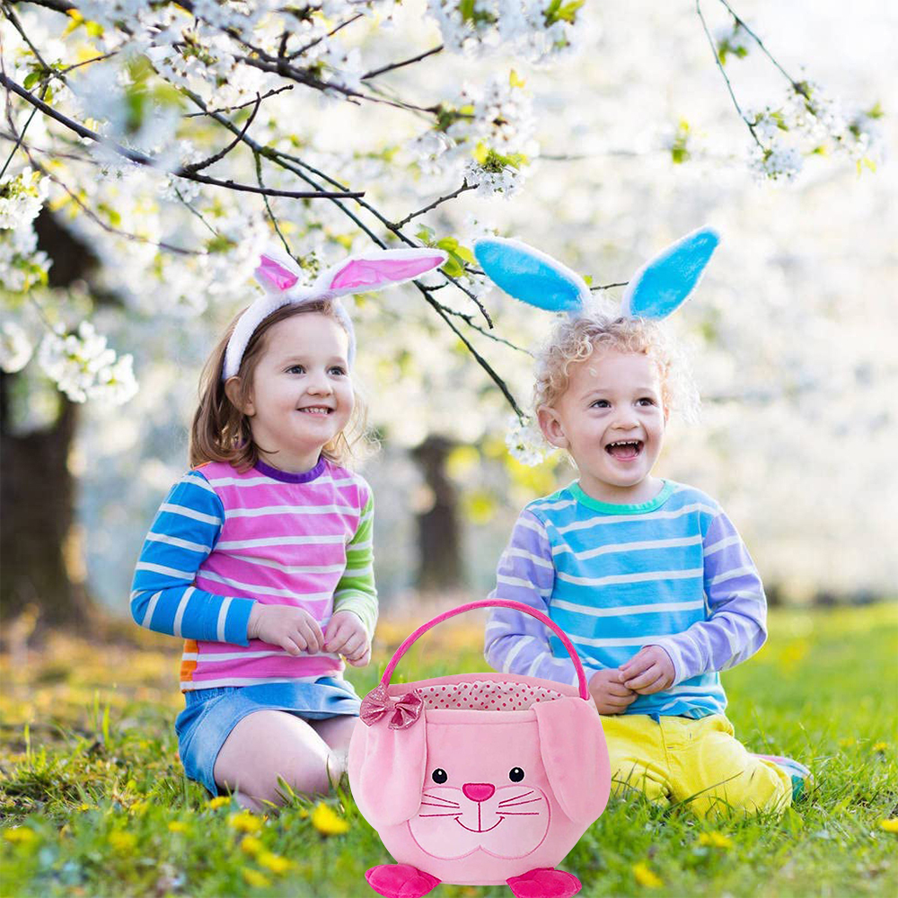 Movsou Easter Bunny Basket, Suitable for Girls and Boys Easter Party Gift Pink - image 6 of 8