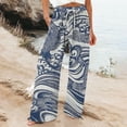 thumbnail image 2 of YUANGUANST Wide Leg Pants Woman Women's Beach Boho Style Loose Casual Straight Leg Pants Office Slacks, 2 of 4