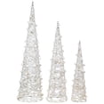 thumbnail image 3 of Northlight LED Lighted Glittered Outdoor Cone Tree Christmas Decorations - 39.5" - White - Set of 3, 3 of 10