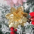 thumbnail image 2 of 24 Pack Artificial Christmas Flowers, Xmas Glitter Poinsettia 5.5 inch Artificial Flowers Christmas Tree Decorations Clearance Ornaments with Clips, 2 of 6