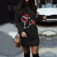 thumbnail image 2 of Christmas Dresses for Women Casual Long Pullover Long Sleeve Round Neck Mini Sweatshirt Dress Sweater Dresses, 2 of 4