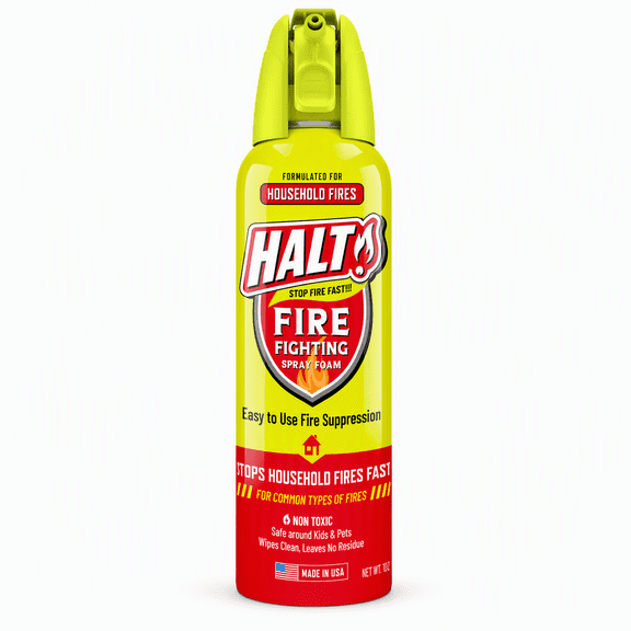 HALT! Home Fire Safety Spray, 10 oz - PFAS-Free, Non-Toxic Fire Suppressant for Kitchen, Garage, Vehicle, RV, Grill, Boat & Camping - Made Domestically