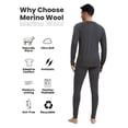 thumbnail image 2 of Woolcano Men's 100% Merino Wool Thermal Base Layer Bottoms, 190 GSM, Winter Long Johns for Hiking, Skiing & Outdoor Work, 2 of 6