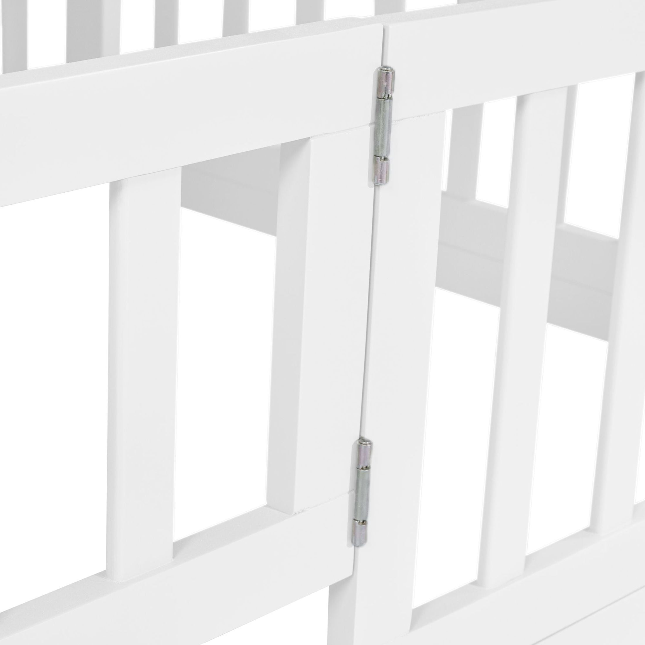 Noble House Twin Over Twin Floor Bunk Bed, Solid Pine Wood Frame with Slide, Convertible Ladder & Guardrails, White