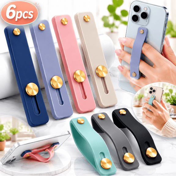 Ustris 6 Pieces Phone Grip Holder Cell Phone Grip Strap Telescopic Finger Strap Stand Universal Finger Kickstand for Most Smartphones(Soft Colors) phone holder for hand