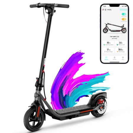 TST Electric Scooter, 300W Foldable Commuter E-Scooter for Adults, Up to 15 Miles Range & 19 Mph, 10" Solid Tires, Dual Braking System and App Control