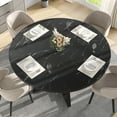 thumbnail image 3 of 43.3in Round Dining Table for 4 Person, LEAGHOME High Gloss Kitchen Table with Metal Base Seats 4, Modern Dining Room Table with Storage Rack for Kitchen, Black (Only Table), 3 of 8