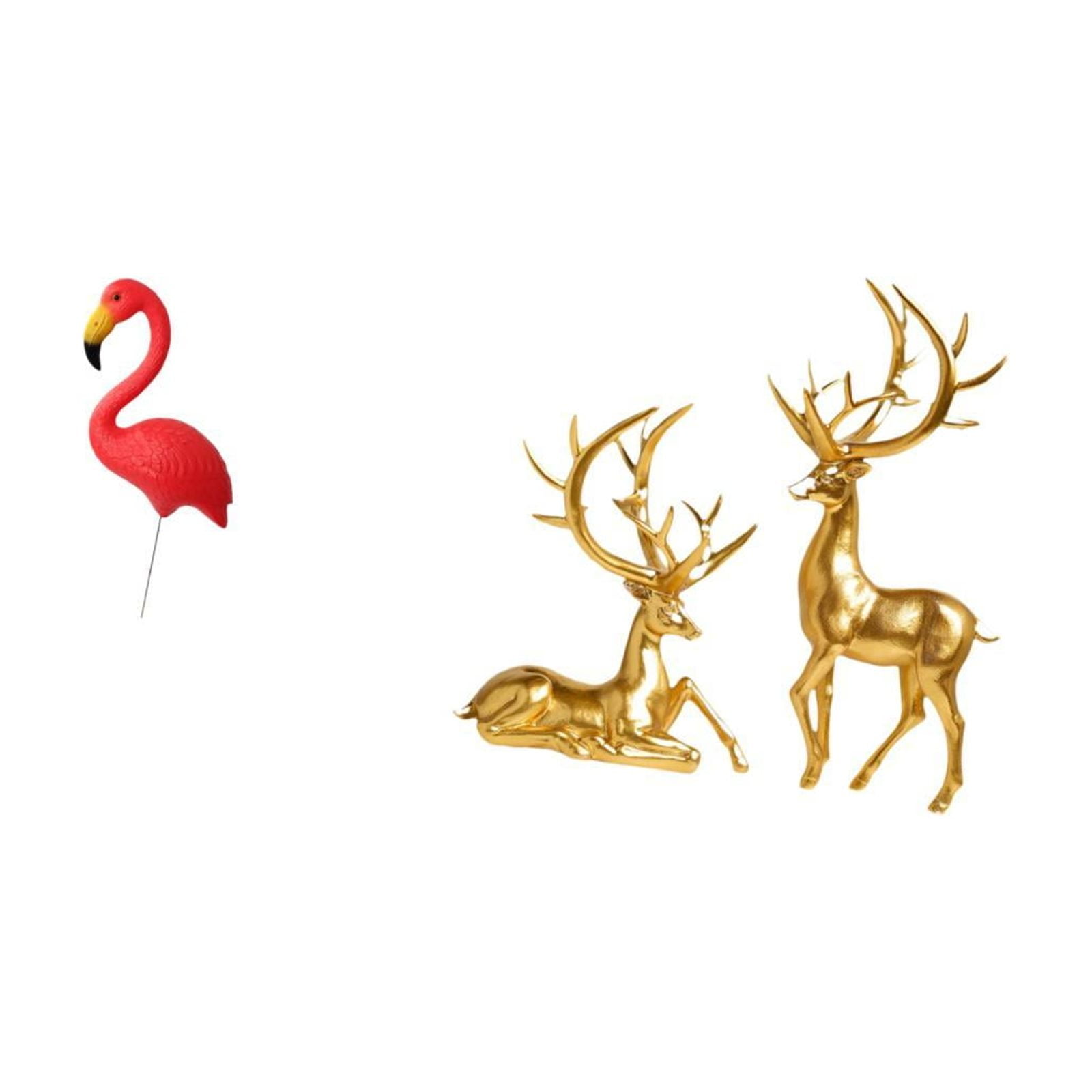 simhoa Bird Statue Figurine Yard Art Ornament Backyard Fairy Garden Accessories Flamingo Garden Stake Sculpture for Holiday Spring Couple Deer Statues Decorative Sculptures Collection Resin