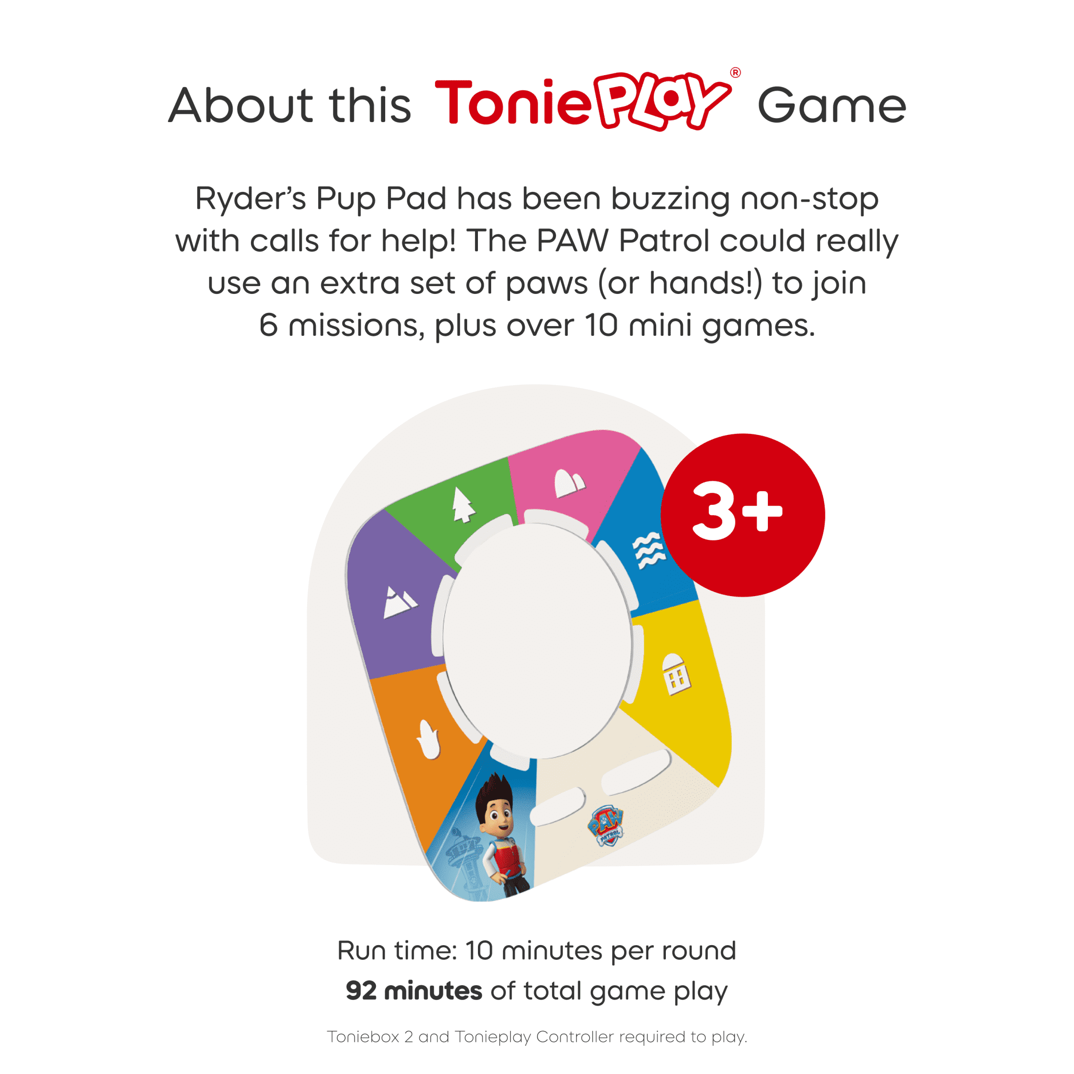 tonies Toniebox 2 Screen-Free Audio Player Full Play Bundle for Kids with Chase, PAW Patrol Adventure Bay Rescue Heroes Tonieplay Game and Controller, Age Group 3+, Sky Blue