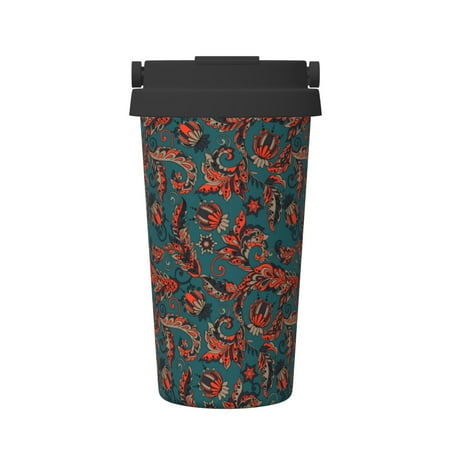 

Insulated Coffee Mug With Lid Orange Pattern Shading On Vintage Blue Background Insulated Tumbler Stainless Steel Coffee Travel Mug With Lid Hot Beverage And Cold Vacuum Portable Thermal Cup Gifts