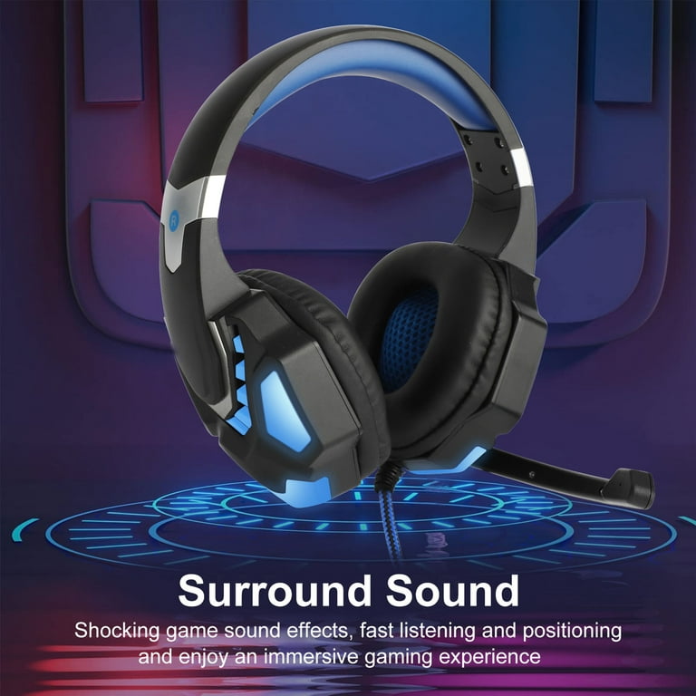 Gaming Headset with Mic for Xbox One PS4 PS5 PC Nintendo Switch Tablet  Smartphone, Headphones Stereo Over Ear Bass 3.5mm Microphone Noise  Canceling 7 LED Light Soft Memory Earmuffs