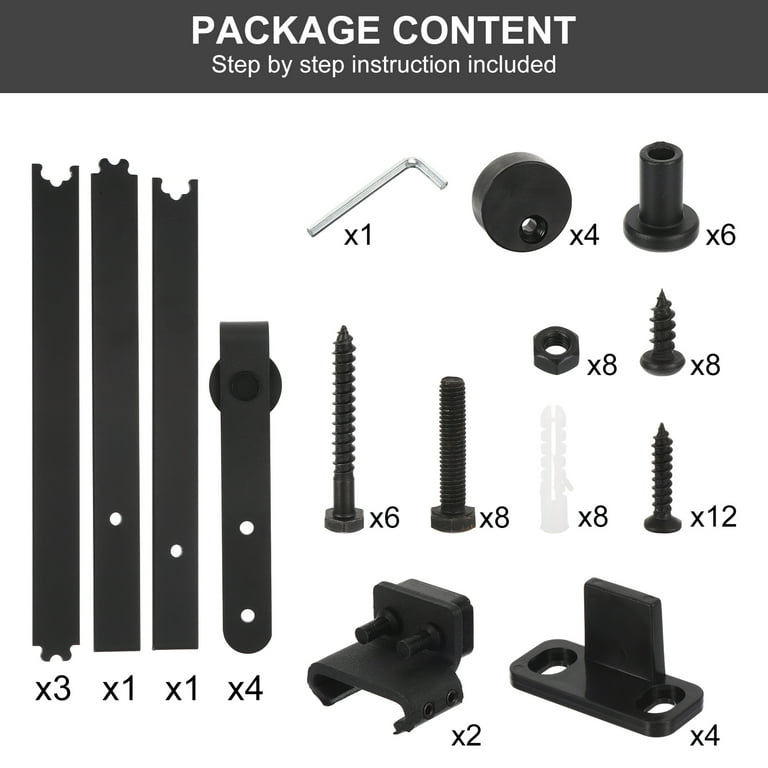 5FT Mini Sliding Barn Door Hardware Kit for 2 Closet Door