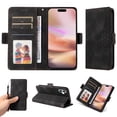 thumbnail image 4 of Wallet Case for iPhone 16 Case Premium Pattern PU Leather Flip Purse Cover with Card Holder Magnetic Closure Shockproof Protective Phone Case with Wrist Strap & Flip Kickstand, Black, 4 of 10