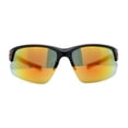 thumbnail image 2 of Mens 90s Color Mirror Classic Baseball Halfrim Sport Sunglasses Black Red Orange Mirror, 2 of 4