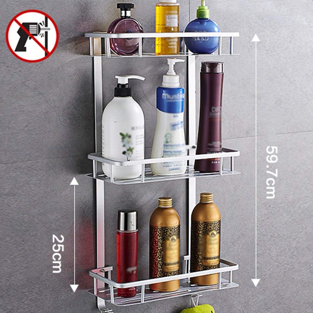 Bathroom Shelf Shower Organizer Wallmounted Widen Triangle Basket Hook