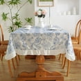 thumbnail image 1 of Nvzi Mantel de porcelana azul y blanca de algodón bordado, resistente al agua y al aceite, con borde de hoja de loto, para mesa de té, decoración (azul, 260 * 140 cm), 1 of 5
