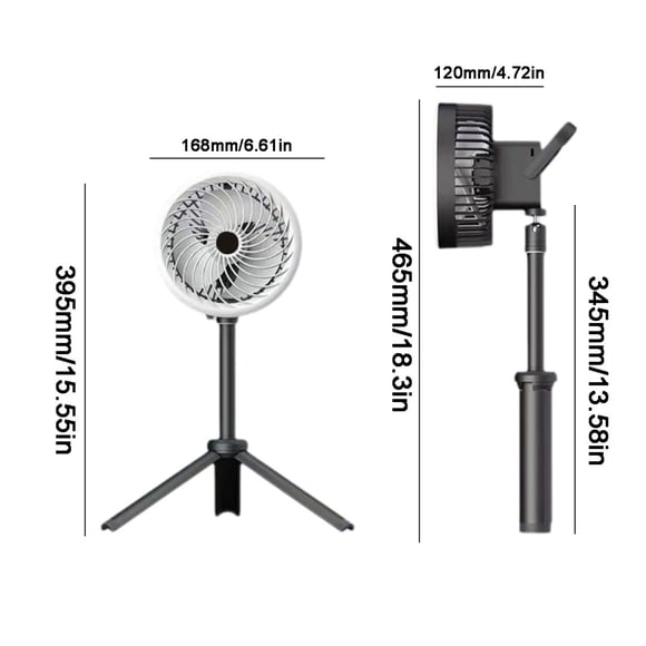 Stand Up Fan Tripod Lighting Fan Outdoor Camping Rechargeable Fan Travel Portable Multi-Function Vertical Or Hanging Lighting Fanportable Fan for Camping