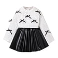thumbnail image 2 of ZHOGXU Kids Teen Girls Outfits Long Sleeve Bow Design Tops And Skirt Two Piece Comfortable Sets For Casual Daily Wear,White,7-8 Years, 2 of 9