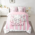 thumbnail image 2 of jejeloiu Chic Snowflake Twin Bedding Sets 7-Piece,Merry Christmas Bedding Comforter Set,Pink White Lines Sheet Sets For Teens,Ultra Soft Home Decor Reversible, 2 of 8
