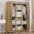 thumbnail image 2 of Coffee Dustproof Closet Wardrobe Multifunctional Fabric Storage Cabinet Assembly Organizer For Home Bedroom Portable Space Saving Storage Solution Easy Setup W-865 Coffee, 2 of 6