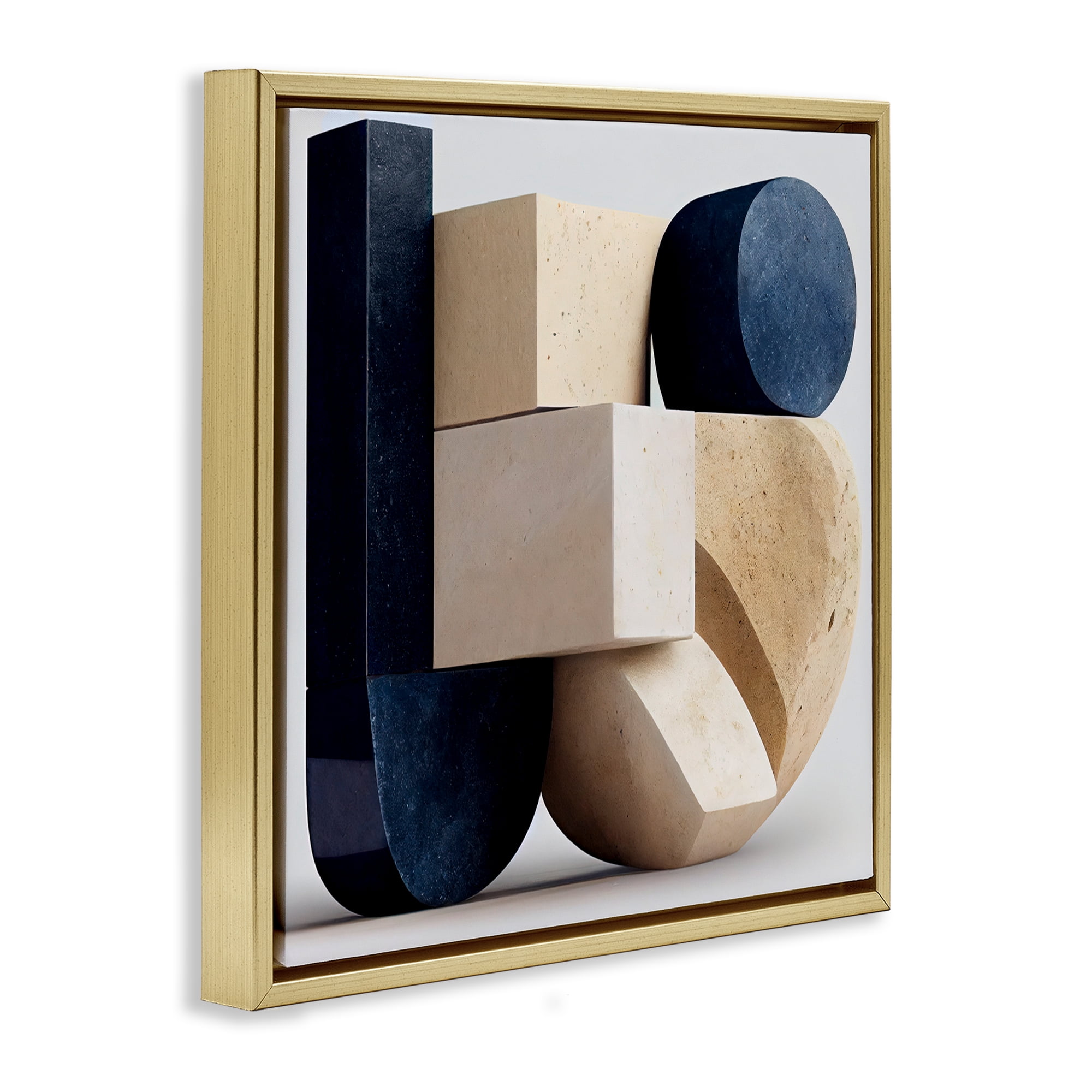 Shapes Of Things Geometric Contour Gold Framed Floater Canvas Wall Art, design by Sasha