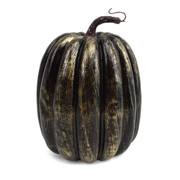 QLUEWX Bronze Large Artificial Fake Pumpkin Halloween Decorations 8.7 Inches, Plastic Harvest Faux Pumpkin Decor, Fall Thanksgiving Halloween Tabletop Mantel Front Porch Display Ornament