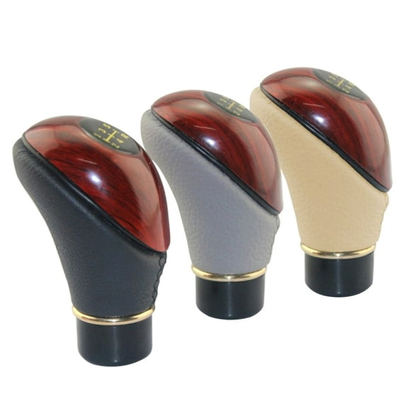 EeaseMX Pomo universal de cuero de madera de melocotón artificial, adaptador de palanca de cambios manual para coche (color aleatorio)