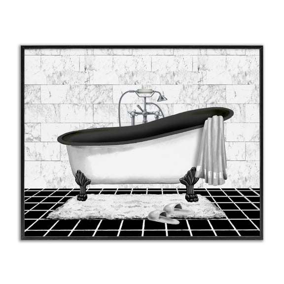 Stupell Industries Contemporary Marble Pattern Bath Black Framed Giclee Art, 14 x 11, by Conrad Knutsen