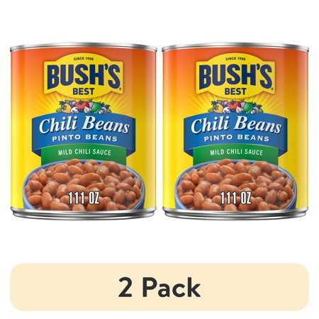 (2 pack) Bush's Chili Beans, Canned Pinto Beans in Mild Chili Sauce, 111 oz Can