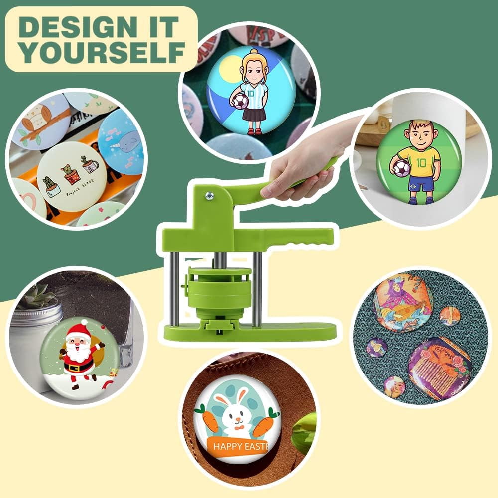 Button Maker Machine, 75mm(3 inch) DIY Pin Button Maker Press Machine Kit, Badge Button Press Machine Pin Maker Machine with Free 100pcs Button Parts&Pictures&Circle Cutter&Magic Book