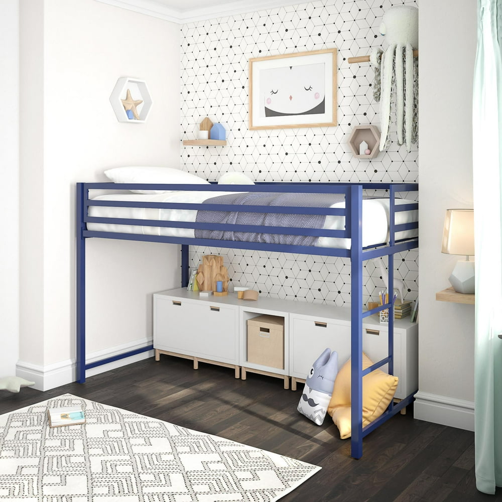 DHP Miles Metal Junior Twin Loft Bed, Blue