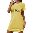 thumbnail image 1 of Rbaofujie Robes pour Femmes Nuisette Courte Surdimensionnée pour Femmes Imprimée à Col Rond et Manches Courtes Robe Pyjama pour Femmes, 1 of 6
