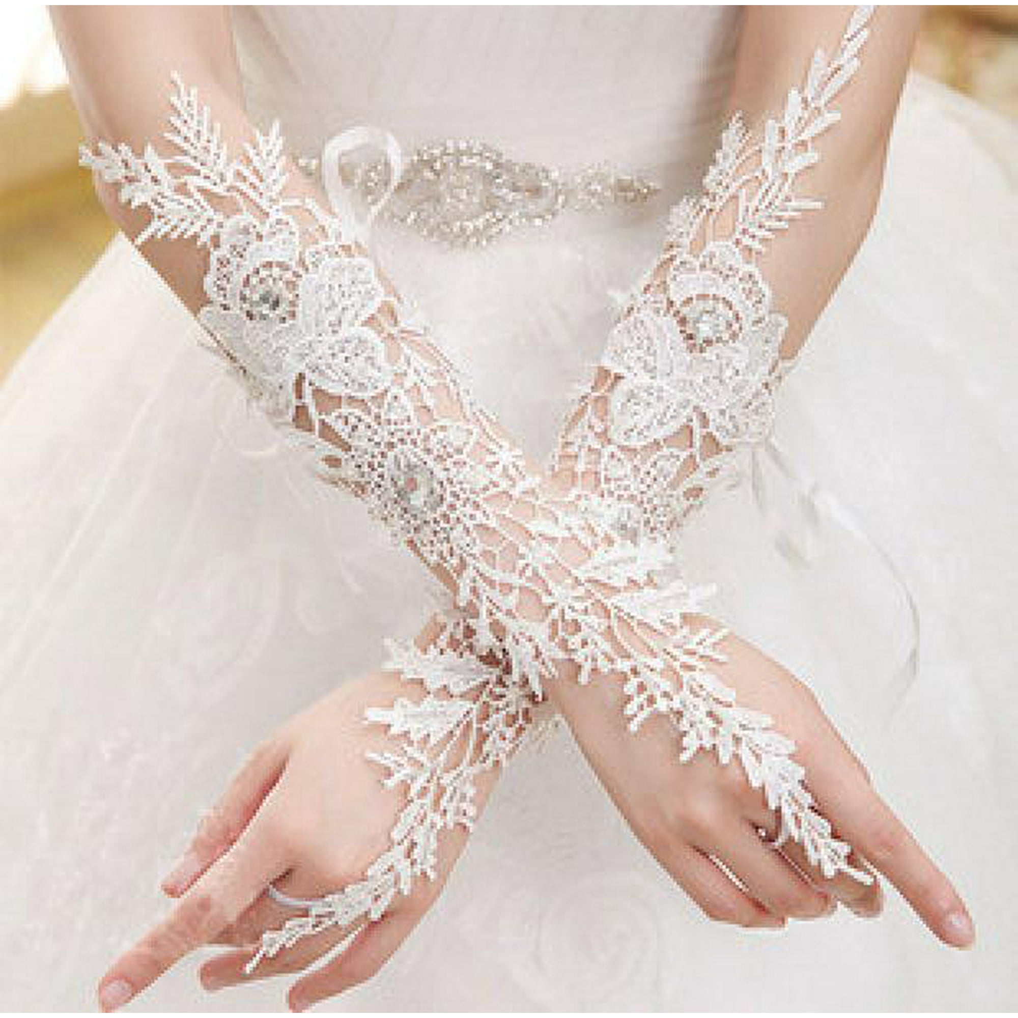 Cameland 1 Paire de Gants de Mariee avec Bonnes Perles Gants de Diner Gants de Mariage