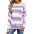 thumbnail image 2 of Fantaslook Striped Long Sleeve Shirts for Women Crewneck Tunic Tops Color Block Blouses Fall Pullover, 2 of 7