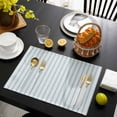 thumbnail image 3 of Blue Striped Placemats Set of 6, Blue White Stripes Farmhouse Placemats for Dining Table, Place Mats for Kitchen Tabletop, Waterproof Wipeable Dining Table Mats Set, 3 of 9