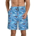 thumbnail image 2 of Uemuo Blue Fish Pattern Men's Swim Trunks Hawaiian Beach Bathing Suit Swimsuits Beach Quick-Dry Shorts with Pockets-XX-Large, 2 of 9