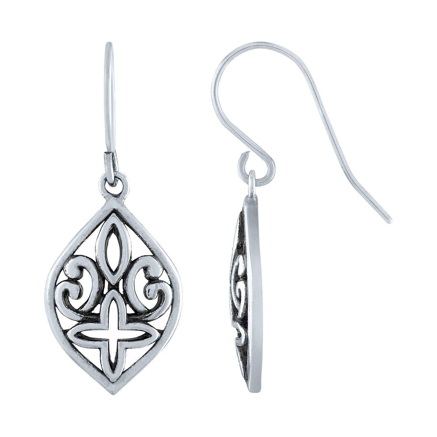 Ladies Brilliance Fine Jewelry Sterling Silver Filigree Dangle Earrings