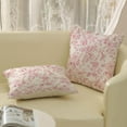 thumbnail image 5 of Pink Floral Pillow Covers 20x20 Set of 2 Pink and Cream Chinoiserie Floral Decorative Throw Pillows Vintage Rustic Toile Flower Pillow Cases Outdoor Decor Linen Cushion Covers for Couch Sofa, 5 of 6