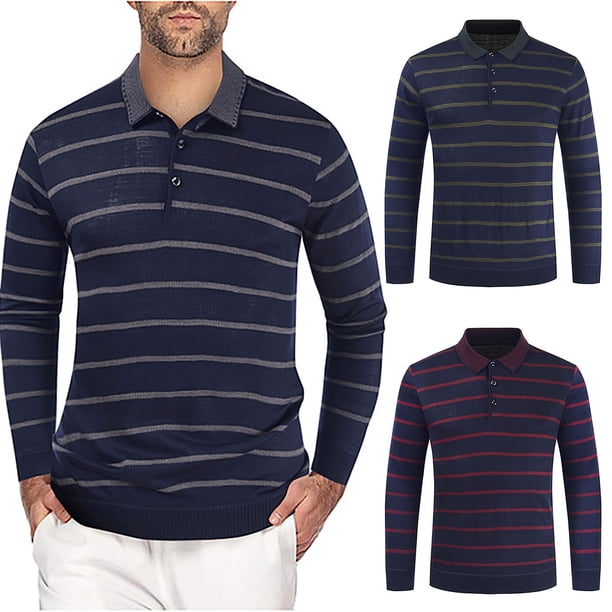 Nuevo suéter a rayas de manga larga de tendencia de camisa de fondo de otoño e invierno Pompotops oipoqjl19531