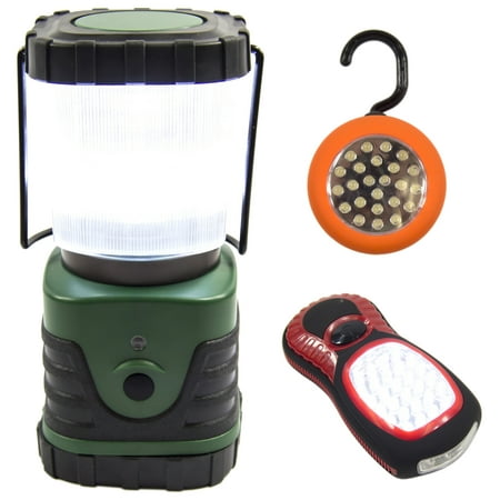 Camping Light Set with LED Lantern, LED Tent Hook Light and Handheld Flashlight