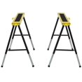 thumbnail image 1 of Saw Horse Twin Pack Folding Workbench Adjustable Metal Trestle Stands Yellow, 1 of 7