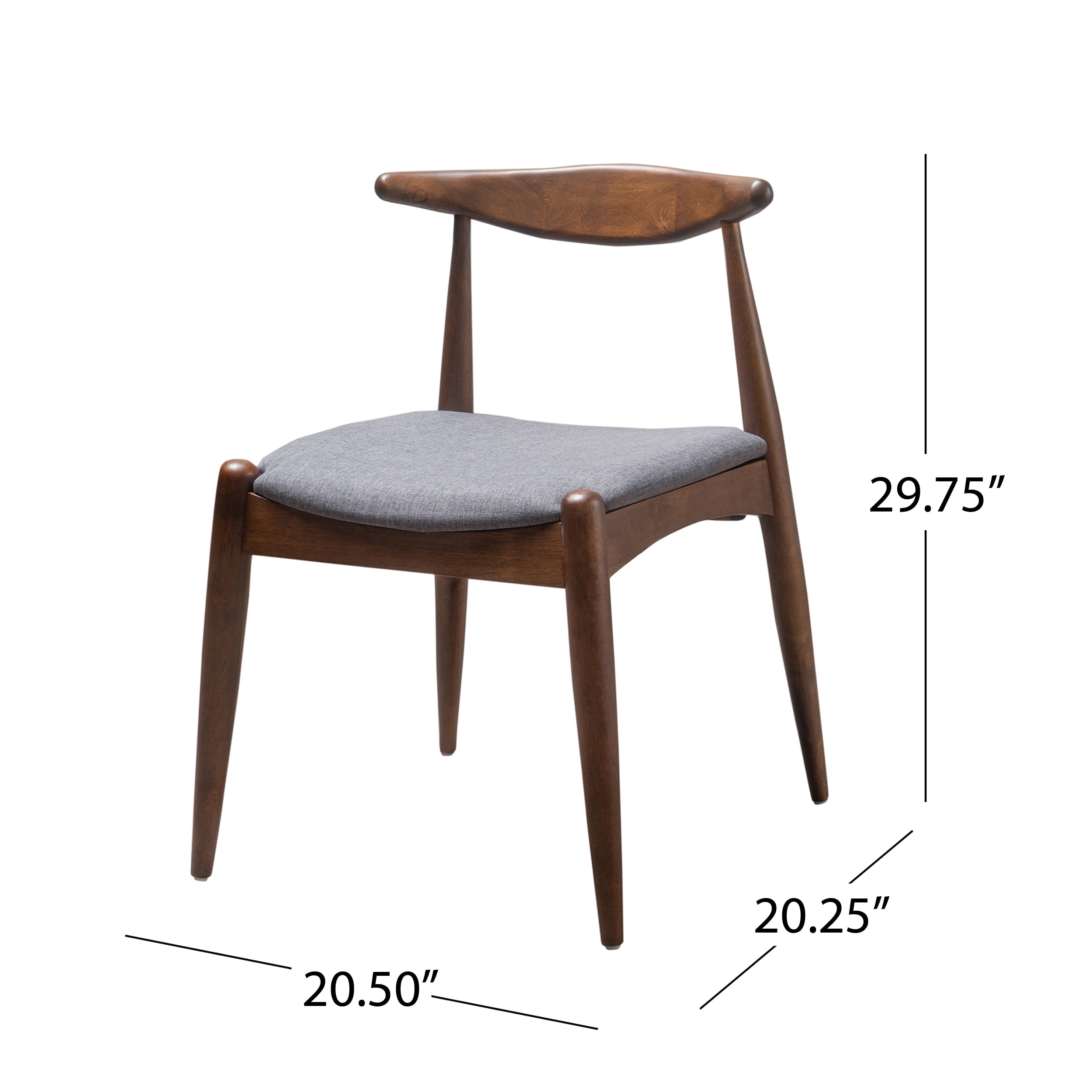 GDF Studio Virgil Mid Century Modern Fabric Upholstered Dining Chairs, Set of 2, Light Gray and Walnut