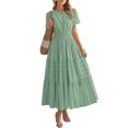 thumbnail image 1 of Vestido casual BTFBM para mujer, verano 2025, cuello en V y cintura elástica, 1 of 9
